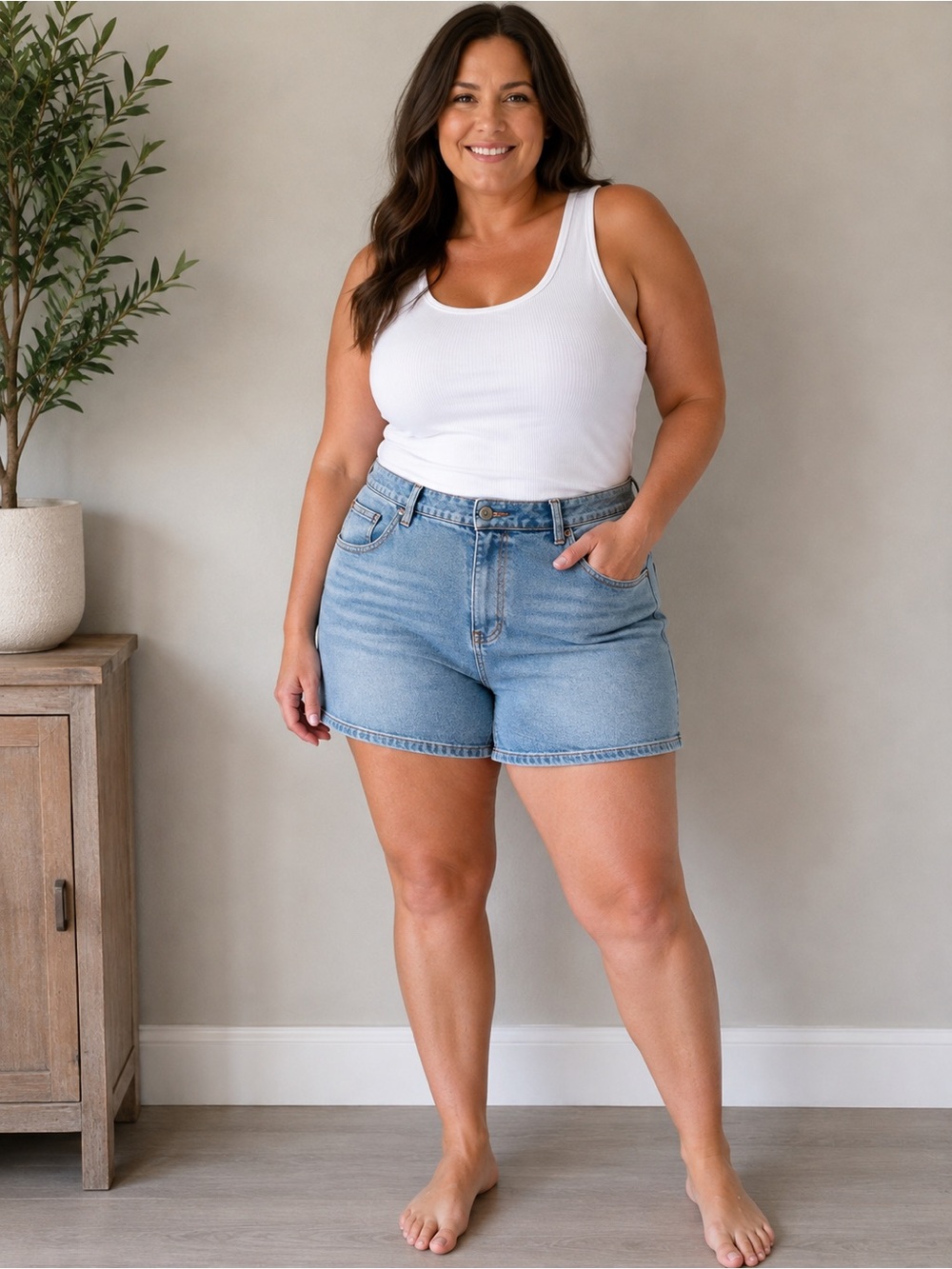 HT Denim Mom Shorts Size 16 Light Wash Stretch High Rise Jean Shorts Casual